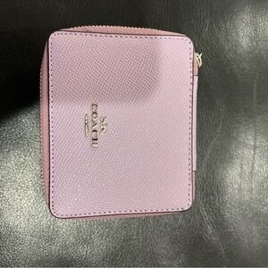 Coach zip jewelry case / travel jewelry organizer (lavender cross-grain leather)